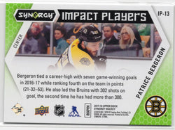 2017-18 Upper Deck Synergy Impact Players Ip-13 Patrice Bergeron /16