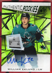 2021-22 Upper Deck Sp Game Used Authentic Rookies Green Tag Autographs #190 Rookie Rc Auto Willam Eklund /3