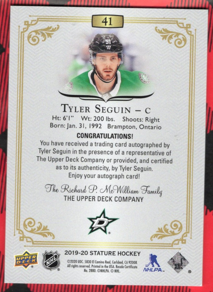 2019-20 Upper Deck Stature Stature Auto #41 Auto Tyler Seguin