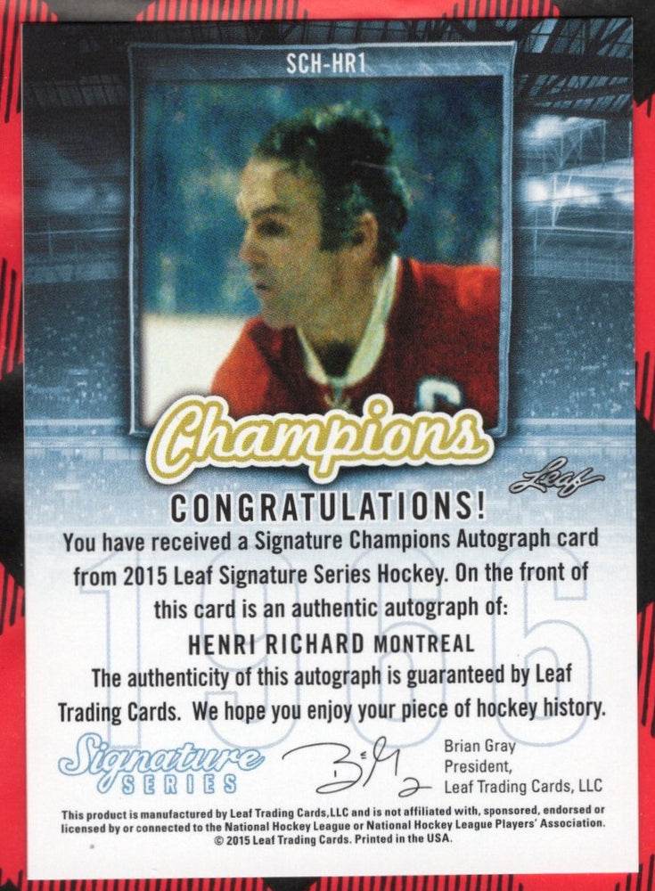 2015 Leaf Signature Series 1966 League Champions Sch-Hr1 Auto Henri Richard