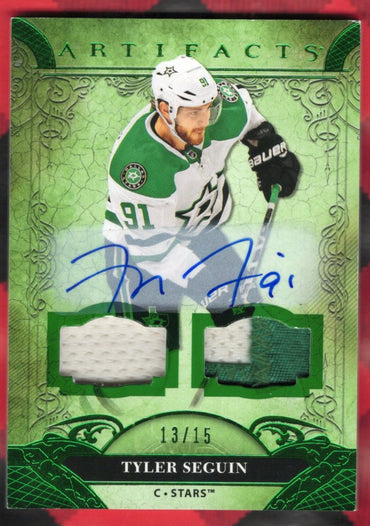 2020-21 Upper Deck Artifacts Hockey Dual Patch Auto Emerald #133 Auto Tyler Seguin /15