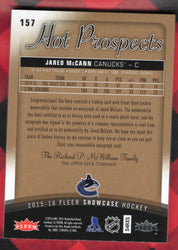 2015-16 Fleer Fleer Showcase Hockey Hot Prospects Rookie Auto Patch #157 Rookie Rc Auto Jared Mccann /499
