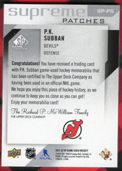2021-22 Upper Deck Sp Game Used Supreme Patches Sp-Ps P.K. Subban /15