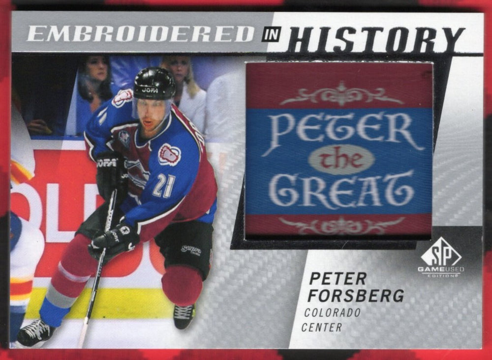 2021-22 Upper Deck Sp Game Used Embroidered In History #63 Peter Forsberg