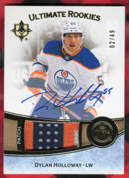 2022-23 Upper Deck Ultimate Collection Hockey Ultimate Rookies Patch #199 Rookie Rc Auto Dylan Holloway /49
