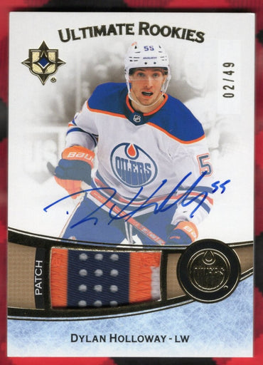 2022-23 Upper Deck Ultimate Collection Hockey Ultimate Rookies Patch #199 Rookie Rc Auto Dylan Holloway /49