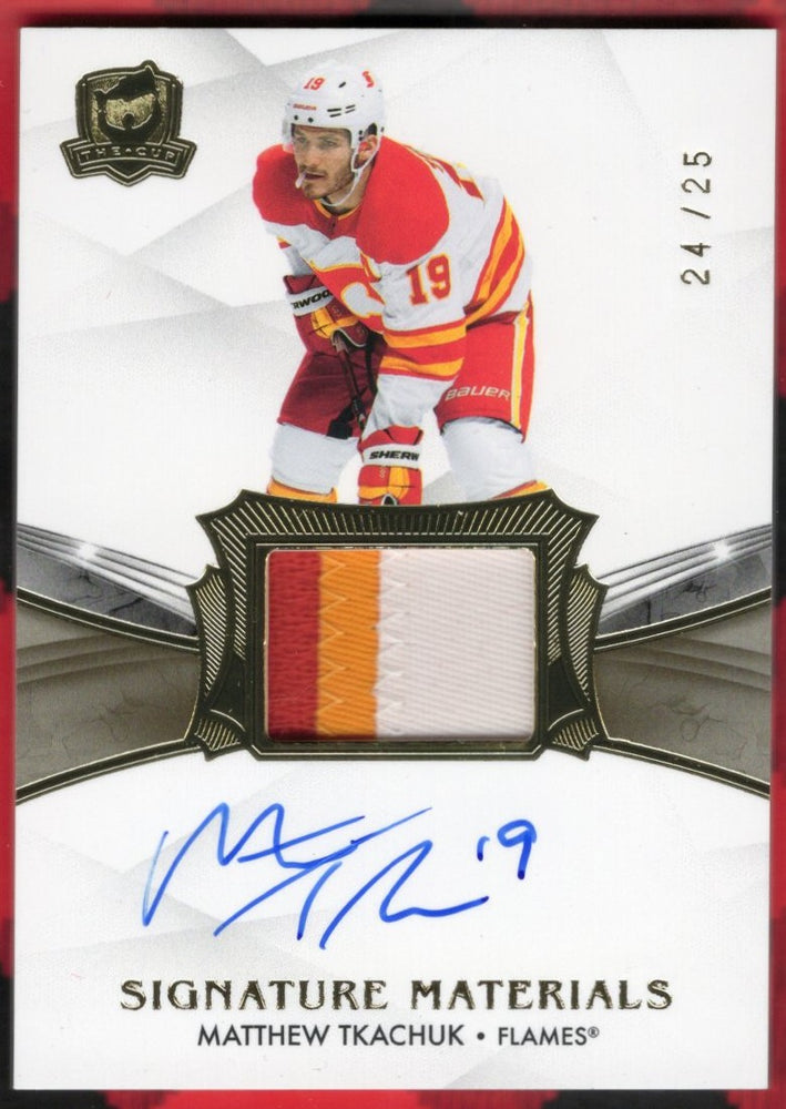 2020-21 Upper Deck The Cup Signature Materials Sp-Mt Auto Matthew Tkachuk /25
