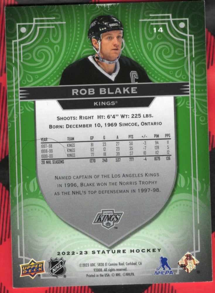 2022-23 Upper Deck Stature Green #14 Rob Blake /99