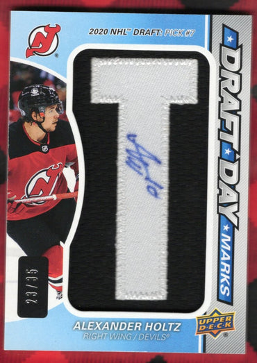 2021-22 Upper Deck Sp Game Used Draft Day Marks "T" Ddm-Ah Auto Alexander Holtz /35