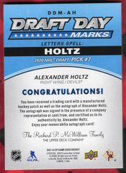 2021-22 Upper Deck Sp Game Used Draft Day Marks "T" Ddm-Ah Auto Alexander Holtz /35