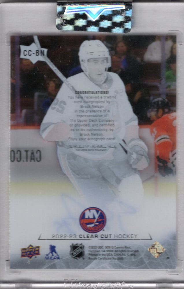 2022-23 Upper Deck Clear Cut Hockey Clear Cut Auto Cc-Bn Auto Brock Nelson