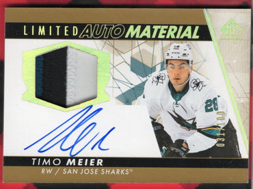 2022-23 Upper Deck Sp Authentic Limted Auto Material #28 Auto Timo Meier /100