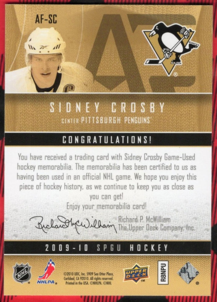 2009-10 Upper Deck Sp Game Used Authentic Fabrics Af-Sc Sidney Crosby