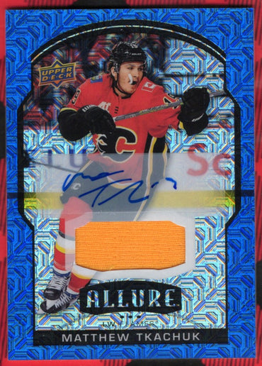 2020-21 Upper Deck Allure Blue Line Auto Jersey #64 Auto Matthew Tkachuk /25