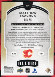 2020-21 Upper Deck Allure Blue Line Auto Jersey #64 Auto Matthew Tkachuk /25