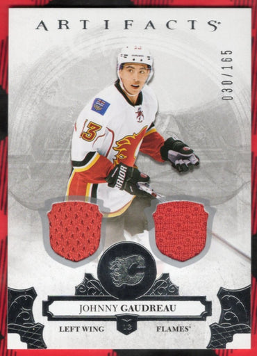 2017-18 Upper Deck Artifacts Double Patch #5 Johnny Gaudreau /165
