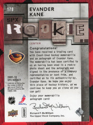 2009-10 Upper Deck Spx Autographed Jersey #178 Rookie Rc Auto Evander Kane /484
