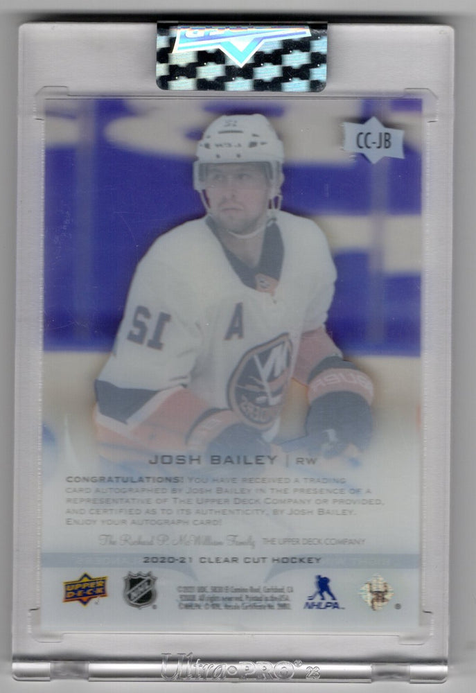 2020-21 Upper Deck Clear Cut Hockey Clear Cut Auto Cc-Jb Auto Josh Bailey