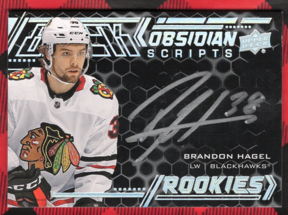 2020-21 Upper Deck Ud Black Black Obsidian Scripts Ors-Bh Rookie Rc Auto Brandon Hagel
