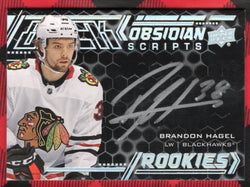 2020-21 Upper Deck Ud Black Black Obsidian Scripts Ors-Bh Rookie Rc Auto Brandon Hagel