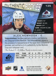 2021-22 Upper Deck Sp Game Used Authentic Rookies Auto #135 Rookie Rc Auto Alex Newhook