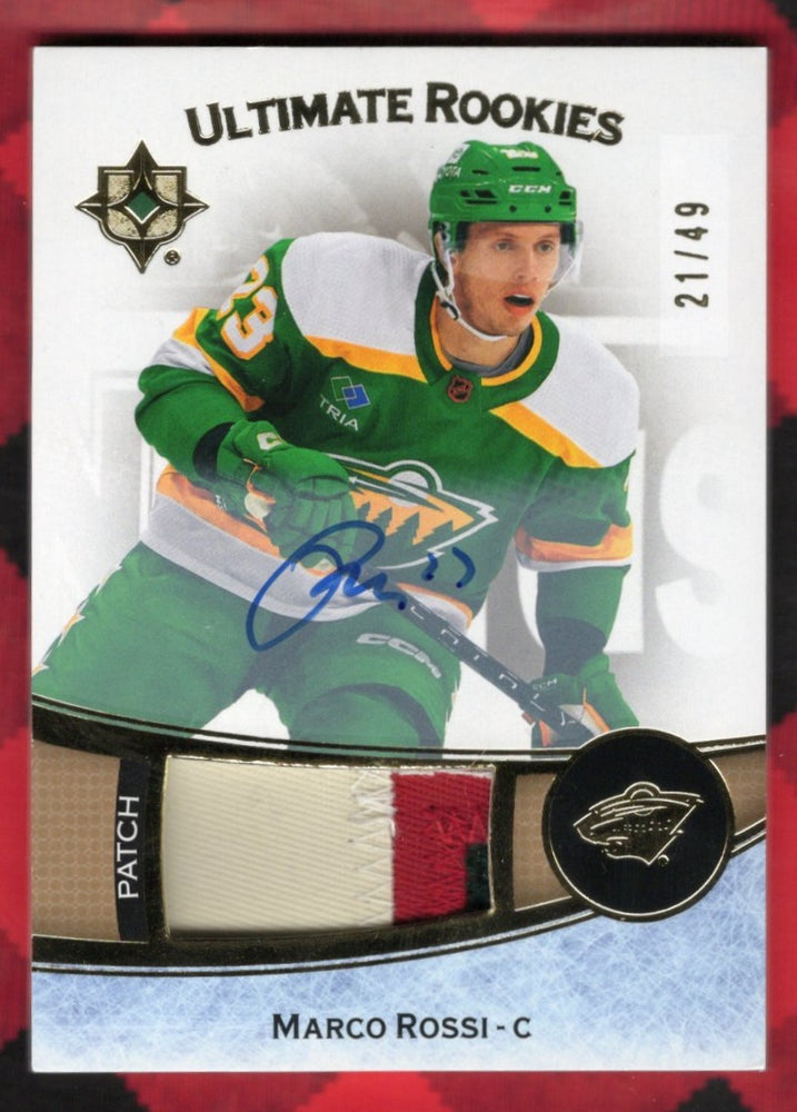 2022-23 Upper Deck Ultimate Collection Hockey Ultimate Rookie Patch Auto #200 Rookie Rc Auto Marco Rossi /49