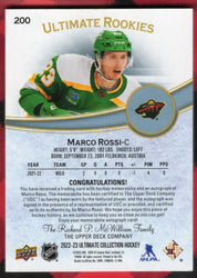 2022-23 Upper Deck Ultimate Collection Hockey Ultimate Rookie Patch Auto #200 Rookie Rc Auto Marco Rossi /49