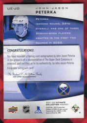 2021-22 Upper Deck Ultimate Collection Hockey Ultimate Rookie Auto Ue-Jo Rookie Rc Auto John-Jason Peterka /25