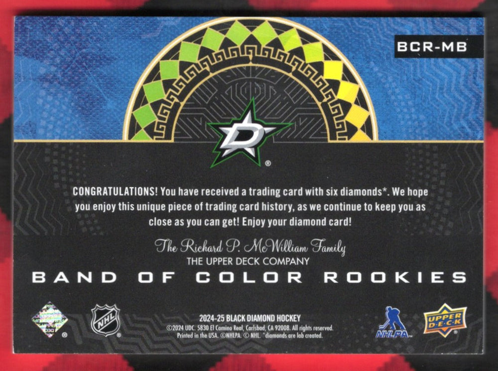 2024-25 Upper Deck Black Diamond Hockey Band Of Color Rookie Bcr-Mb Rookie Rc Mavrik Bourque /25