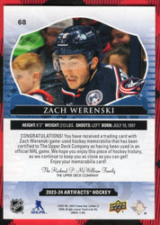 2023-24 Upper Deck Artifacts Hockey Dual Patch #68 Zach Werenski /249