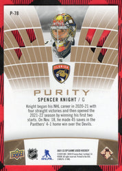 2021-22 Upper Deck Sp Game Used Hockey Purity P-78 Spencer Knight