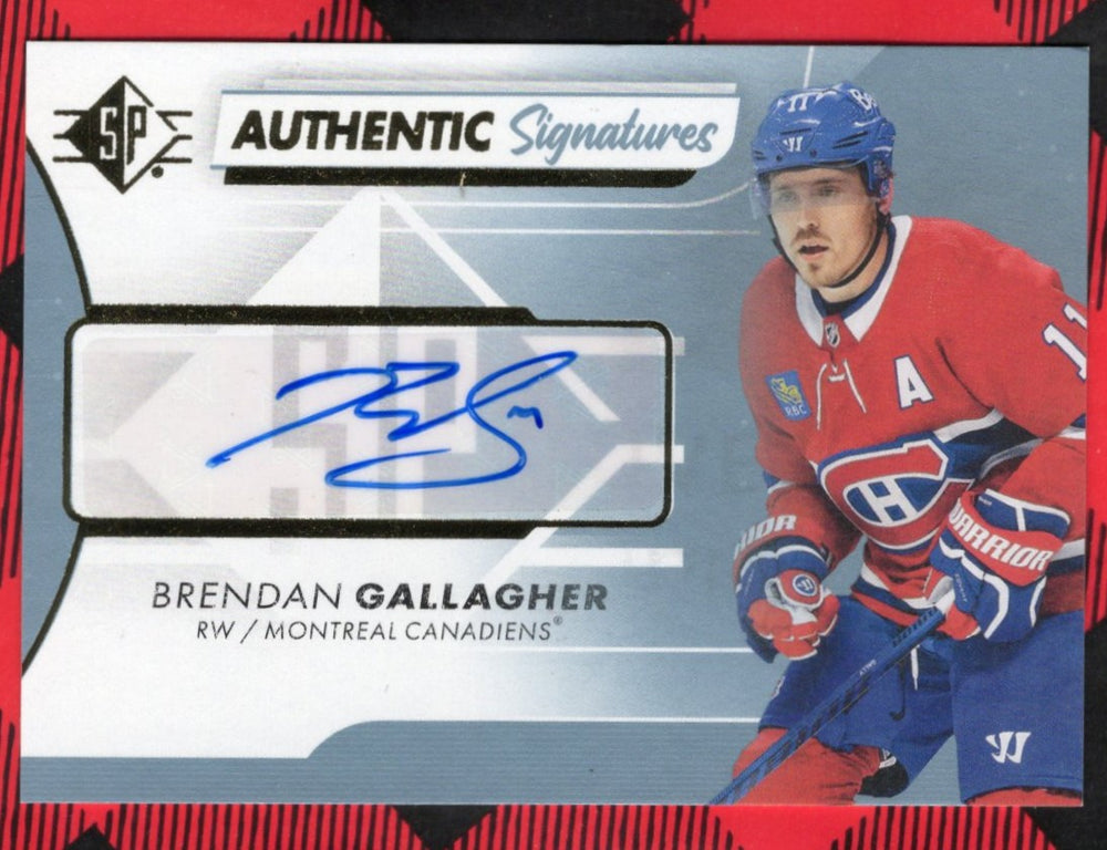 2022-23 Upper Deck Sp Authentic Authentic Signatures As-Bg Auto Brendan Gallagher