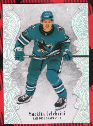 2025-26 Upper Deck Artifacts Platinum Sparkle #42 Macklin Celebrini /99