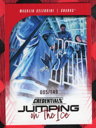 2024-25 Upper Deck Credentials Jumping On The Ice Ji-Mc Rookie Rc Macklin Celebrini /149