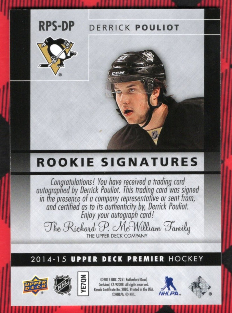 2014-15 Upper Deck Premier Hockey Rookie Signatures Rps-Dp Rookie Rc Auto Derrick Pouliot