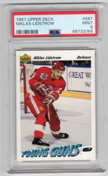 1991 Upper Deck Young Guns #587 Rookie Rc Niklas Lidstrom Psa9