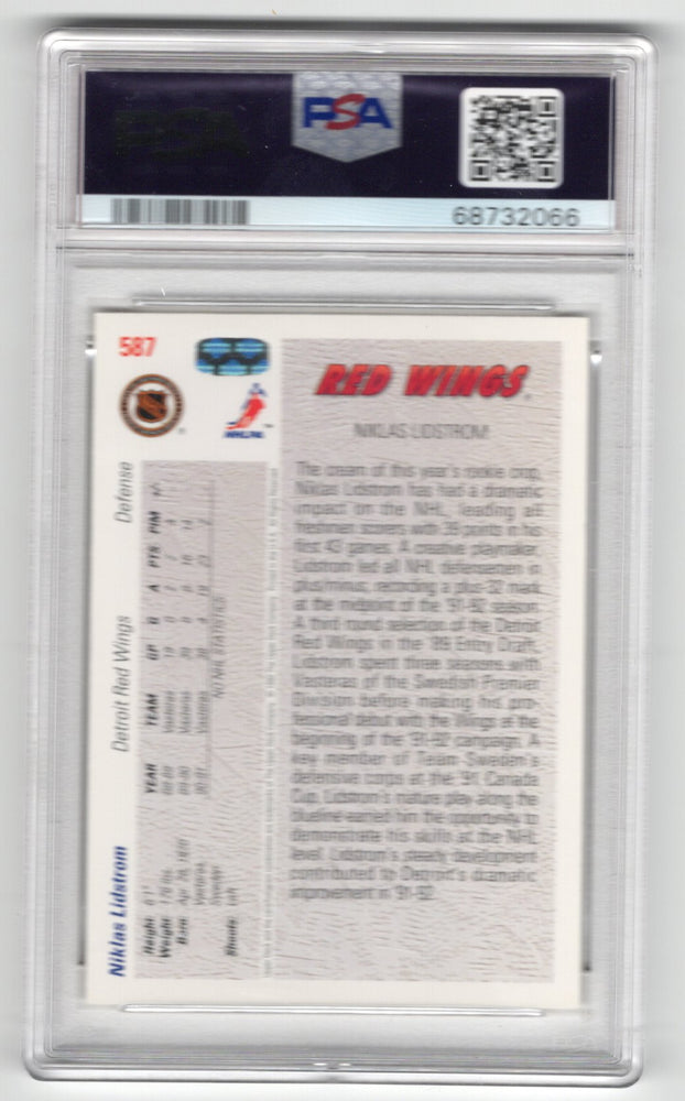 1991 Upper Deck Young Guns #587 Rookie Rc Niklas Lidstrom Psa9