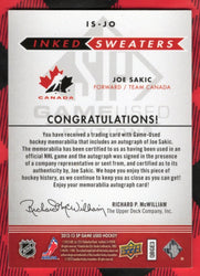 2012-13 Upper Deck Sp Game Used Inked Sweaters Is-Jo Auto Joe Sakic /10