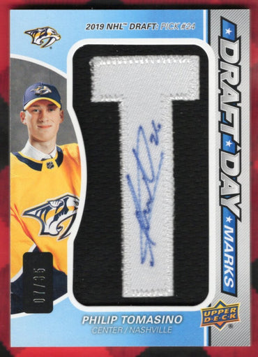 2021-22 Upper Deck Sp Game Used Draft Day Marks Ddm-Pt Auto Philip Tomasino /35