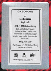 2016-17 Upper Deck O-Pee-Chee Platinum Printing Plate One-Of-One Leo Komarov /1