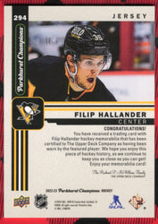 2022-23 Upper Deck Parkhurst Champions Jersey #294 Rookie Rc Filip Hallander