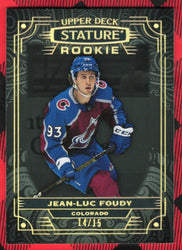 2022-23 Upper Deck Stature Black Rookie #171 Rookie Rc Auto Jean-Luc Foudy /15
