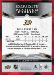 2018-19 Upper Deck Exquisite Collection Platinum Rookies R-15 Rookie Rc Troy Terry /299
