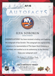 2023-24 Upper Deck Artifacts Autofacts #Af-Is Auto Ilya Sorokin