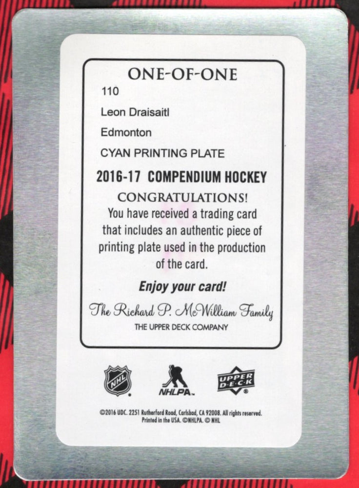 2016-17 Upper Deck Compendium Hockey Printing Plate One-Of-One Leon Draisaitl /1