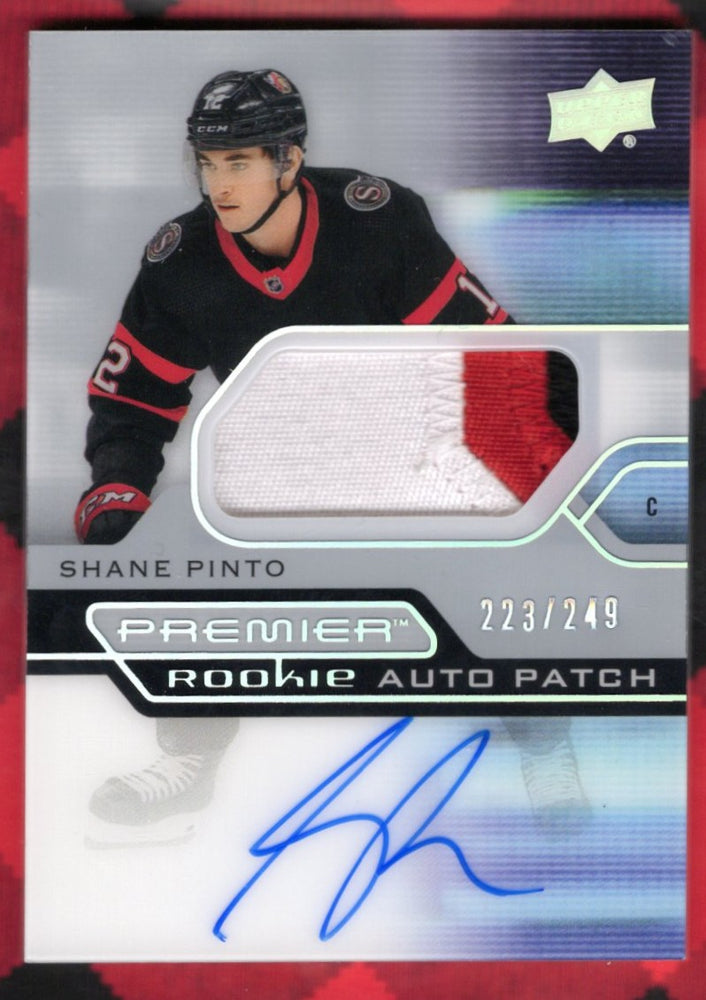 2021-22 Upper Deck Premier Rookie Auto Patch Ar-Sp Rookie Rc Auto Shane Pinto /249