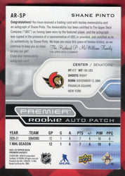 2021-22 Upper Deck Premier Rookie Auto Patch Ar-Sp Rookie Rc Auto Shane Pinto /249