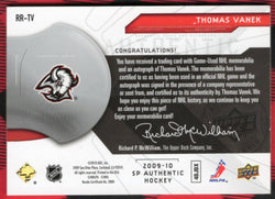 2009-10 Upper Deck Sp Authentic Rookie Review Rr-Tv Auto Thomas Vanek /100