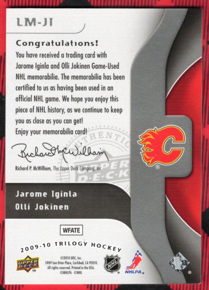 2009-10 Upper Deck Trilogy Trilogy Linemates Lm-Ji Jarome Iginla Olli Jokinen