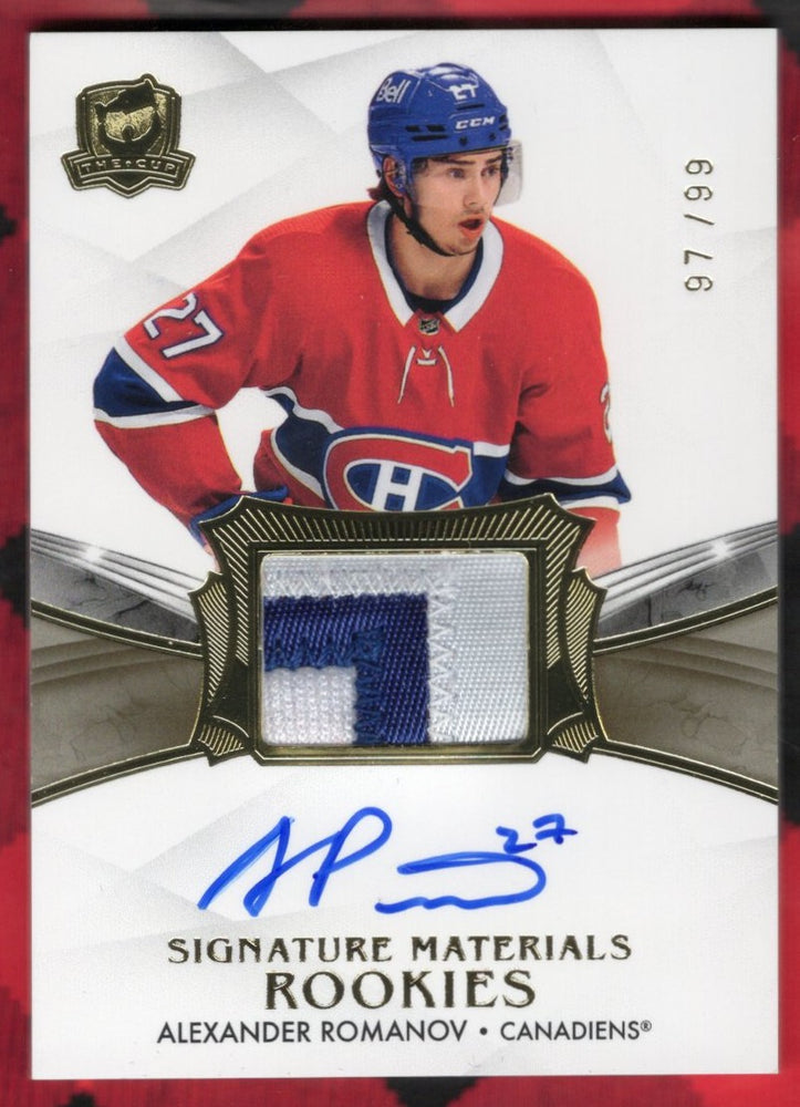 2002-21 Upper Deck The Cup Signature Materials Rookies Sp-Ar Rookie Rc Auto Alexander Romanov /99